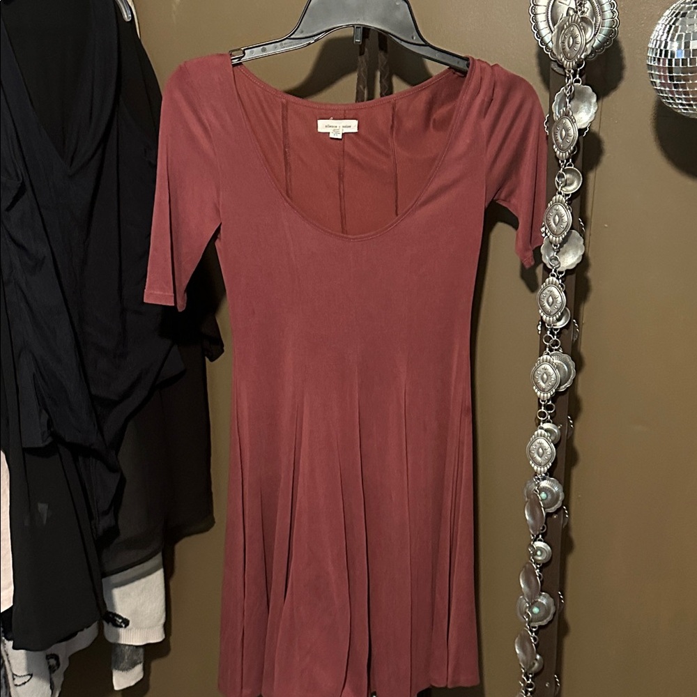 Burgundy Scoop Neck Dress